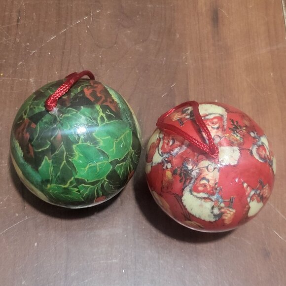 Vintage Santa Claus Paper Mache Christmas Ornaments Set of 2 - Picture 5 of 7